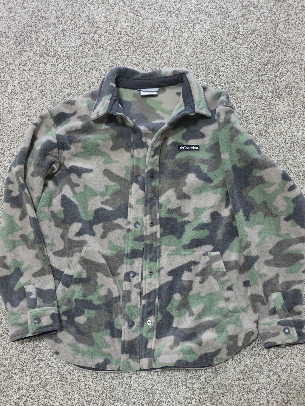 Columbia Green & Gray Camo Fleece Utility Jacket